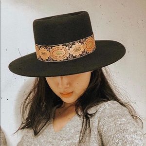 Lack Of Color Black Lolita Boater Hat L